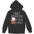 Easily Distracted By Cats And Books Cute Book Lover Unisex Hoodie