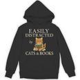 Easily Distracted By Cats And Books Cute Cat Reading Reader Unisex Hoodie Easily Distracted By Cats And Books Cute Cat Reading Reader Unisex Hoodie