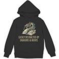Easily Distracted By Dragons & Books Vintage Style Unisex Hoodie Easily Distracted By Dragons & Books Vintage Style Unisex Hoodie