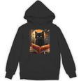 Halloween Cat Reading Books Spooky Cat Reader Teachers For Men Women Kids Unisex Hoodie