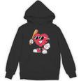 Heart Play Baseball Valentine's Day Teens Boys Girls Kids Unisex Hoodie