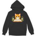Orange Cat Reading Book Flowers Unisex Hoodie Orange Cat Reading Book Flowers Unisex Hoodie
