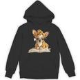 Tiny Puppy Open Book Reading Dog Lover Graphic Round Glasses Unisex Hoodie