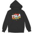 TSLA To The Moon Comic Book Style Splash Unisex Hoodie TSLA To The Moon Comic Book Style Splash Unisex Hoodie
