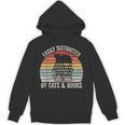 Vintage Retro Easily Distracted By Cats And Books Cat Unisex Hoodie Vintage Retro Easily Distracted By Cats And Books Cat Unisex Hoodie