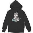 Women's Adorable Watercolor Husky Puppy Dog Reading Books Unisex Hoodie