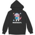 Women's Axolotl Books Readsalotl Reading Bookworm Boys Girls Kids Unisex Hoodie