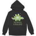 Women's The Library Is Dino-Mite Stegosaurus Reading Kids Book Unisex Hoodie