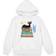 Cat And Books Retro Midcentury Mid Century Aesthetic Unisex Hoodie