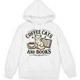 Coffee Cats And Book Reader Book Lovers Librarian Bookworm Unisex Hoodie