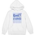Coquette Book Lover Preppy Blue Stripes Bookworm Reading Unisex Hoodie