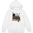 Floral Cat Reading Book Kitten Illustration Unisex Hoodie