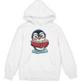 Kawaii Penguin In Cartoon Style With Book And Glasses Unisex Hoodie