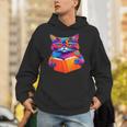 Cat Book Shirt Colorful Cat Reading Book Unisex Hoodie