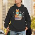 Cat Reading Book Lover Coffee Books Teacher Librarian Cat Unisex Hoodie