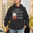 Easily Distracted By Cats And Books Cute Book Lover Unisex Hoodie