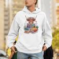 Cute Highland Cow With Book Floral Bookworm Librarian Book Unisex Hoodie Cute Highland Cow With Book Floral Bookworm Librarian Book Unisex Hoodie