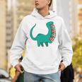 Dinosaur Carrying Book Reading Bookworm Librarian Unisex Hoodie