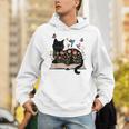 Floral Cat Reading Book Kitten Illustration Unisex Hoodie