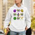 Mardi Gras Baseball Coquette Bow Fat Tuesday Parade Girls Unisex Hoodie