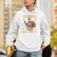 Reading Makes Me Gobble With Joy Turkey Reading Book L Unisex Hoodie