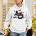 Retro Cute Cat Floral Book Librarian Vintage Floral Cat Book Unisex Hoodie