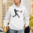 Valentines Day Baseball Batter Silhouette Heart Men Boys Kid Unisex Hoodie