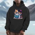 Adorable Book Lover Calico Cat With Reading Glasses Cute For Men Women Kids Unisex Hoodie