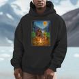 Bigfoot And Alien Reading Books Campfire Halloween Unisex Hoodie