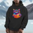 Cat Book Shirt Colorful Cat Reading Book Unisex Hoodie