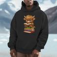 Cute Highland Cow With Glasses Reading Books Unisex Hoodie Cute Highland Cow With Glasses Reading Books Unisex Hoodie