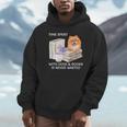 Love Reading Books And Pomeranian Dog Watercolor Art Unisex Hoodie Love Reading Books And Pomeranian Dog Watercolor Art Unisex Hoodie