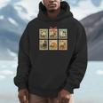 Reading Book Lover Bookish Cat Mom Cat Reading Books Stamps Unisex Hoodie