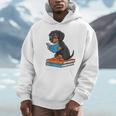 Dachshund Dog With Glasses Reading Book Librarian Unisex Hoodie Dachshund Dog With Glasses Reading Book Librarian Unisex Hoodie