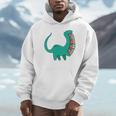 Dinosaur Carrying Book Reading Bookworm Librarian Unisex Hoodie