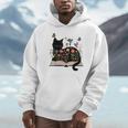 Floral Cat Reading Book Kitten Illustration Unisex Hoodie