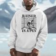 Raised In a Pen Baseball Pitcher Saying Bullpen Unisex Hoodie