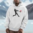 Valentines Day Baseball Batter Silhouette Heart Men Boys Kid Unisex Hoodie