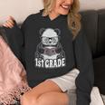 1st Grade Back To School Panda Book Reader Teacher Heart Unisex Hoodie