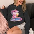 Axolotl With Strawberry Matcha And Books Unisex Hoodie