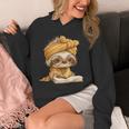 Baby Sloth Open Book Reading Animal Lover Graphic Portrait Unisex Hoodie Baby Sloth Open Book Reading Animal Lover Graphic Portrait Unisex Hoodie