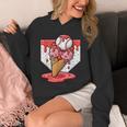 Baseball Ice Cream Drip Baseball Strawberry For Youth Red Unisex Hoodie Baseball Ice Cream Drip Baseball Strawberry For Youth Red Unisex Hoodie