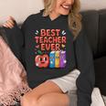 Best Teacher Ever Cute Apple Books School Classroom Vibes Unisex Hoodie