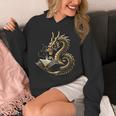 Book Lovers Dragon Fantasy Art Mythical Creatures Yellow Bookworm Chinese Dragon Unisex Hoodie Book Lovers Dragon Fantasy Art Mythical Creatures Yellow Bookworm Chinese Dragon Unisex Hoodie