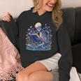 Bookish Skeleton Reading In Wildflowers Book Lover Bookworm Unisex Hoodie