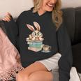 Bunny With Books And Coffee Reading Booknerd Bookish Easter Unisex Hoodie