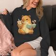 Capybara Reading a Book With Bubble Tea Unisex Hoodie