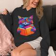 Cat Book Shirt Colorful Cat Reading Book Unisex Hoodie