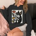 Cat Reading Book Folk Art Cozy Illustration Unisex Hoodie Cat Reading Book Folk Art Cozy Illustration Unisex Hoodie