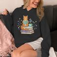 Cat Reading Book Lover Coffee Books Teacher Librarian Cat Unisex Hoodie